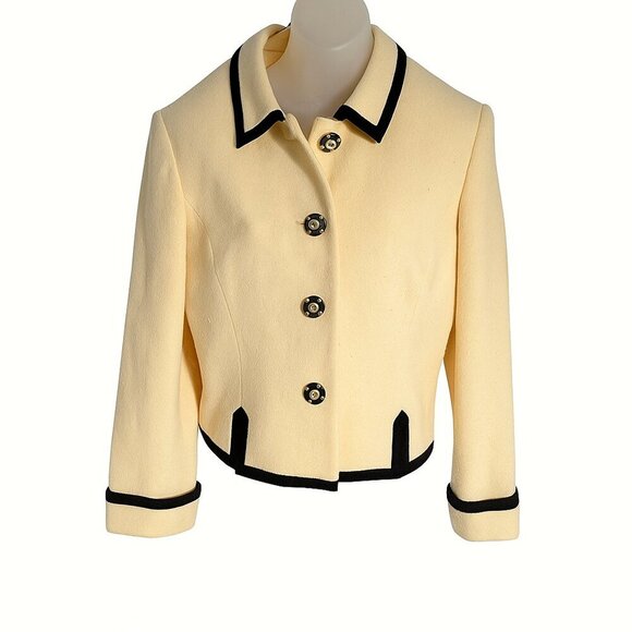 Albert Nipon women's Waist Length Two Tone Wool Nylon Career Blazer Size 10 - Picture 1 of 8